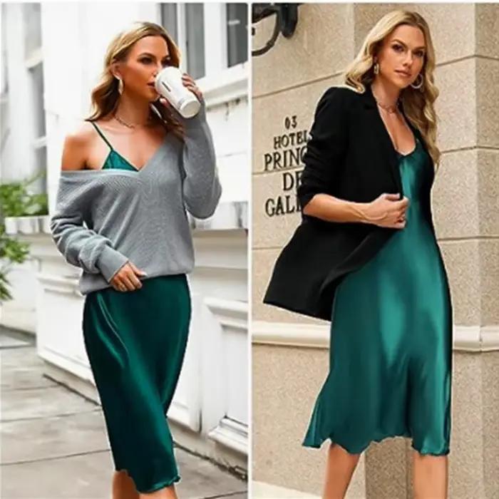 Chemise de nuit en soie pour femmes