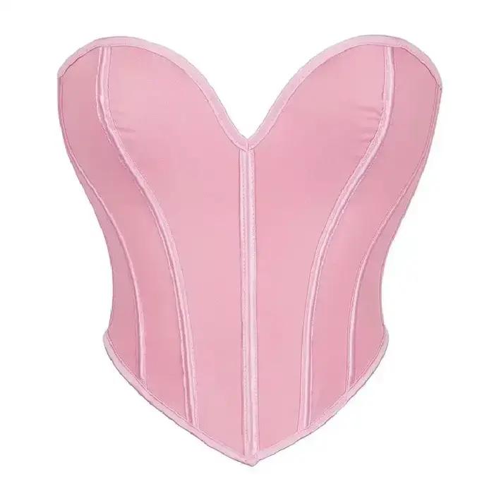 Corset court sans bretelles à col en V mat pour femme, gaine amincissante, bustier, débardeur court