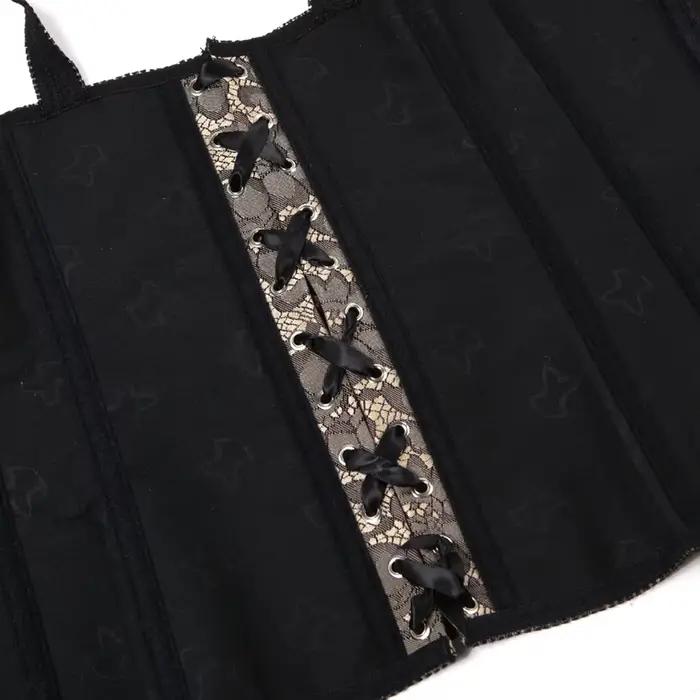 Corset gothique à fermeture éclair avec bretelles pour femme, bustier corset sexy, noir et blanc