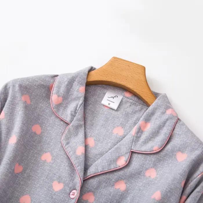 Chemise de nuit boutonnée en coton pour femme