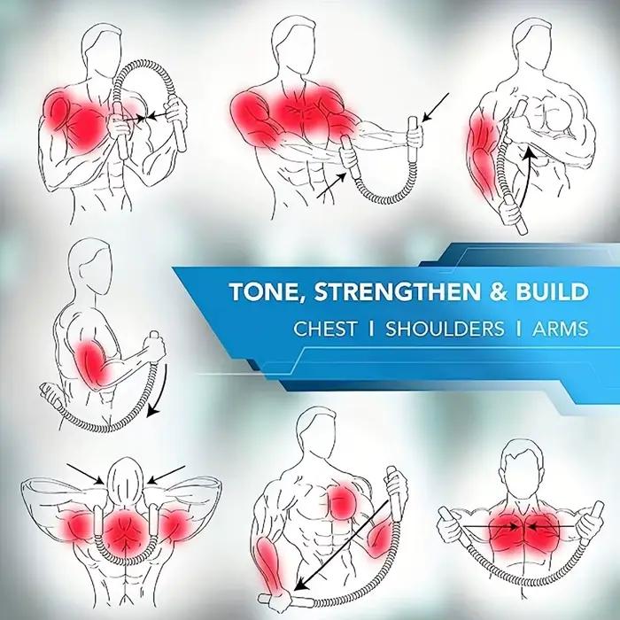 1 barre d'entraînement pour la force des bras |   Équipement de fitness à double tête de 66 lb pour l'augmentation musculaire, en fer, couleur