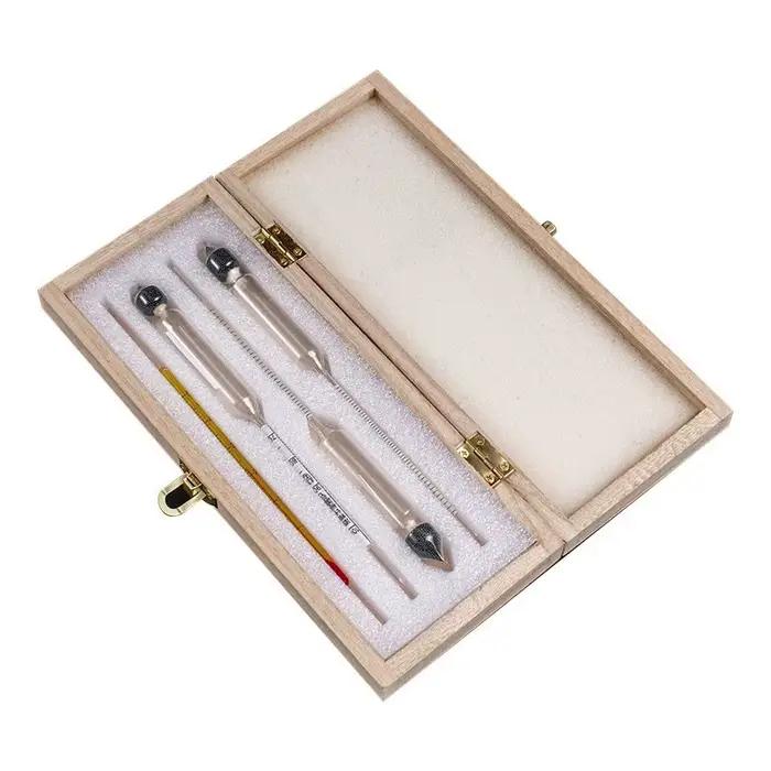 Alcoolomètre en verre testeur d'alcool compteur d'alcool 0-40/30-70/70-100 boîte en bois