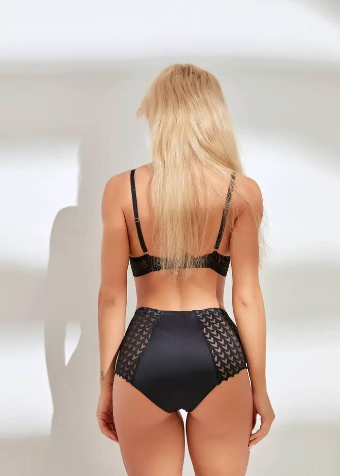 Culotte en dentelle de coton biologique taille haute à 4 couches avec trous ouverts