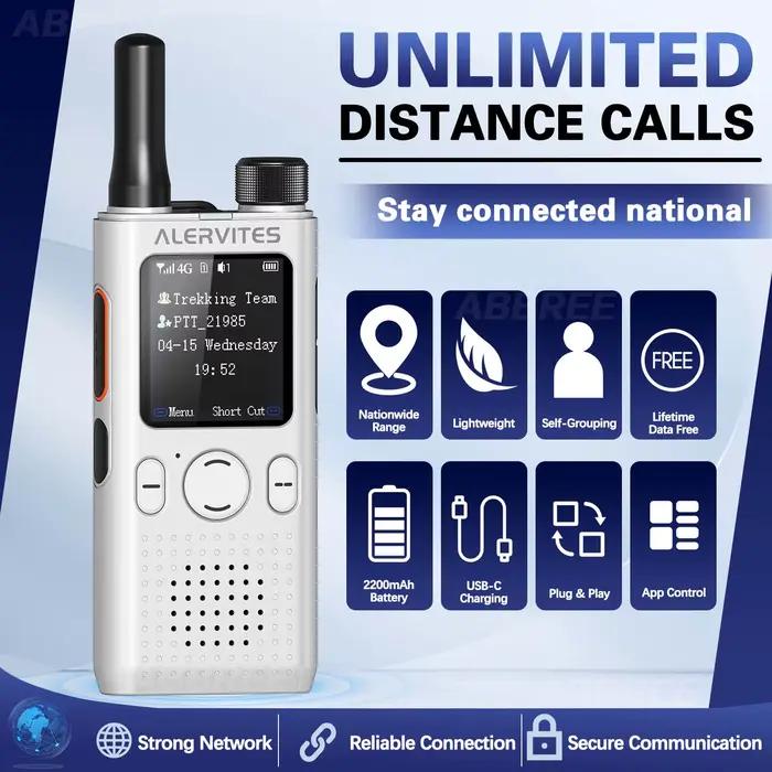 Radio bidirectionnelle portable Baofeng AT1 POC Walkie Talkie avec données illimitées gratuites, communication mondiale UE/US, configuration de groupe téléphonique, 4G/5G