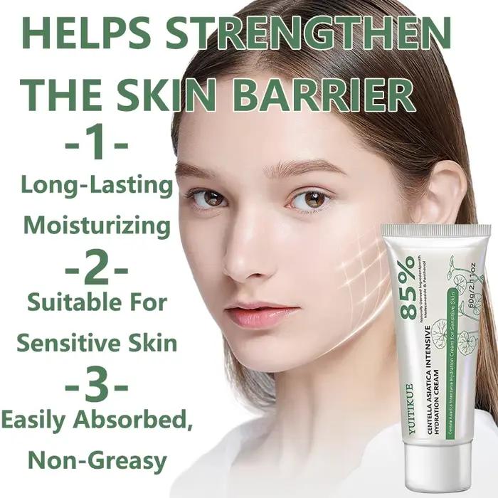 Crème YUITIKUE à la Centella Asiatica 85% Hydratation Intensive Réparatrice pour Peaux Sensibles avec Panthénol 60g