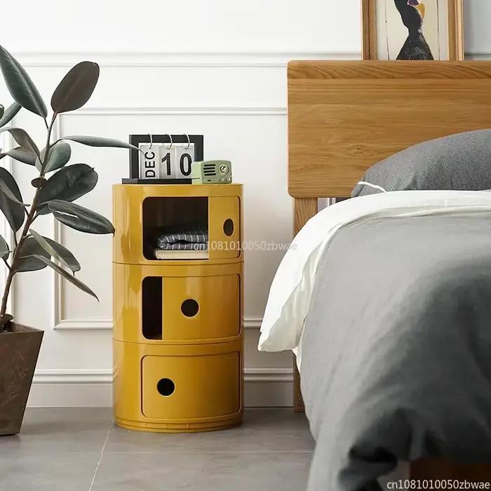 Tables de chevet modulaires, table de chevet ronde, grande capacité de rangement, petite armoire de chevet, armoire latérale étroite simple pour chambre à coucher