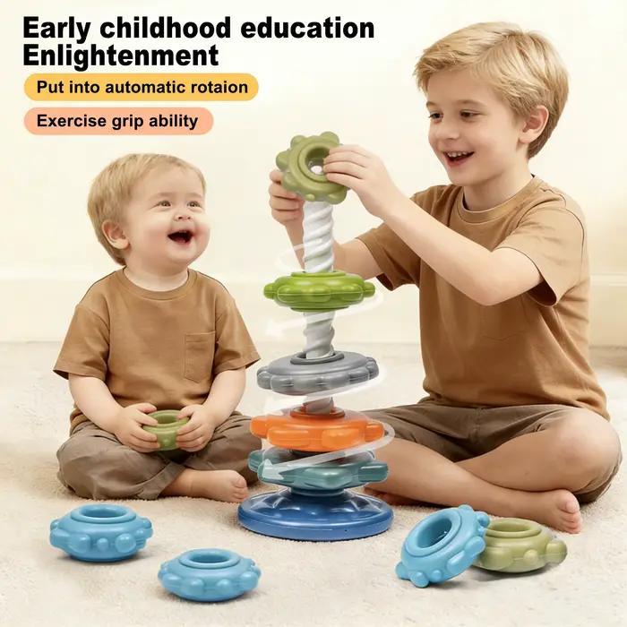 Tour rotative arc-en-ciel, jouet d'éducation précoce, conçu pour la reconnaissance des couleurs, excellent cadeau éducatif pour les garçons et les filles pour les anniversaires