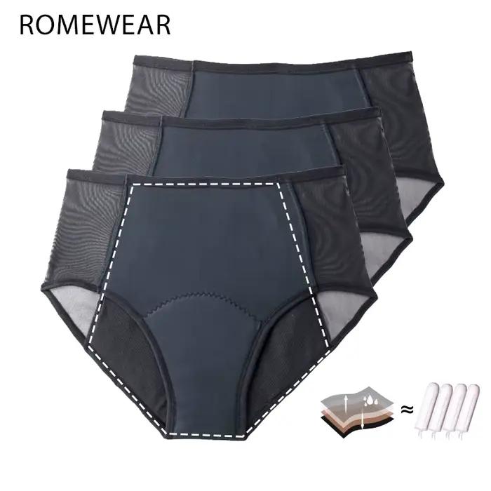 3 pièces/lot grande taille culotte menstruelle absorption lourde taille haute pour les femmes période sous-vêtements 4 couches maille souffle slips incontinence étanche Lingerie