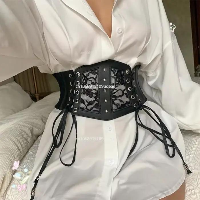 Corset Noir Amincissant à Lacets pour Femme