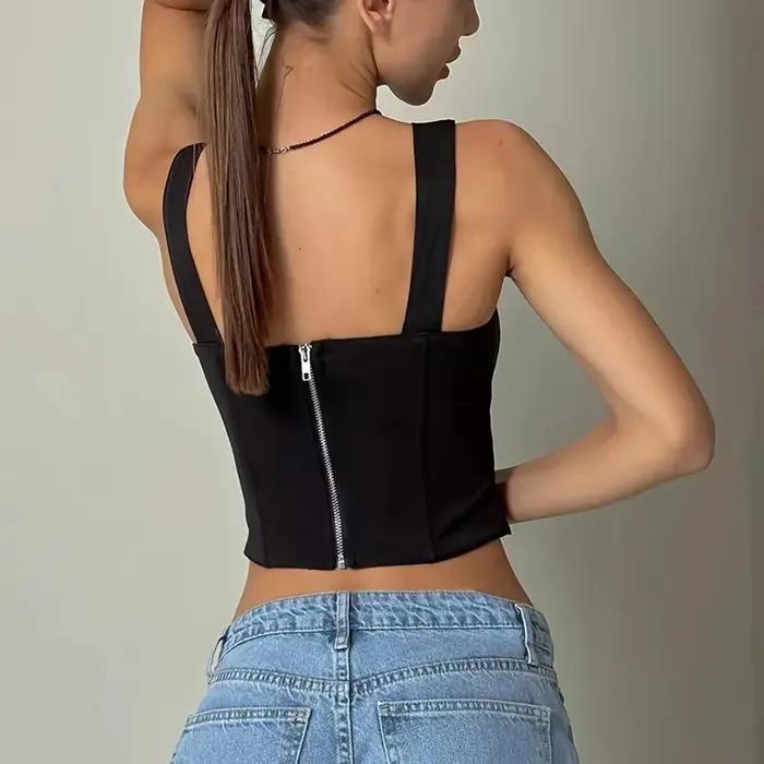 Col carré hauts Corset Sexy sans manches Shapewear débardeur mode femme solide T-shirt mince Cami femmes vêtements tenues d'été