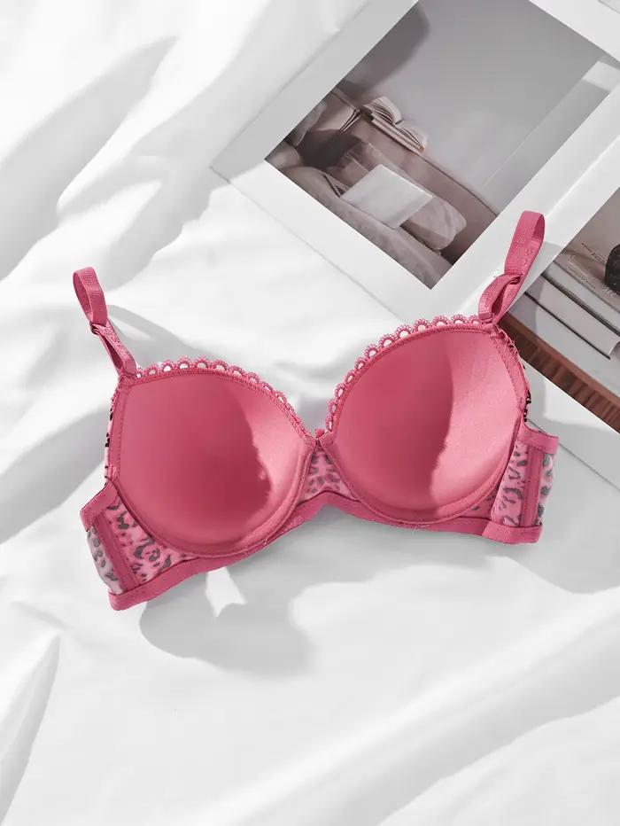 Diana-Soutien-gorge push up à imprimé léopard rose pour femme