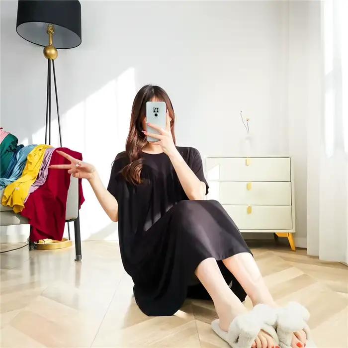 Net rouge nouveau Modal robe de nuit femmes printemps été chemises