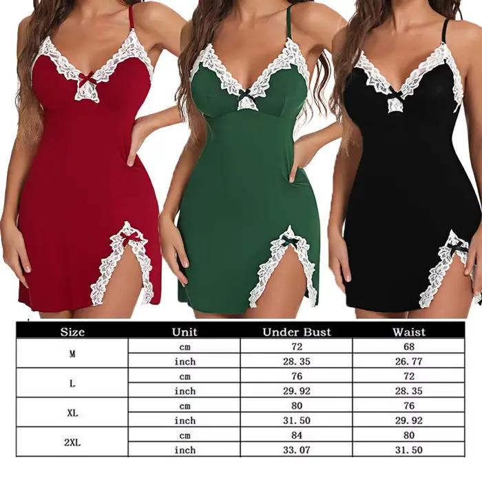 Chemise de nuit sexy en dentelle pour femmes
