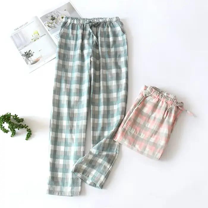 Pantalon de pyjama en coton à carreaux pour femmes et hommes