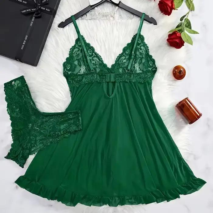 Ensemble de 2 chemises de nuit en dentelle pour femmes