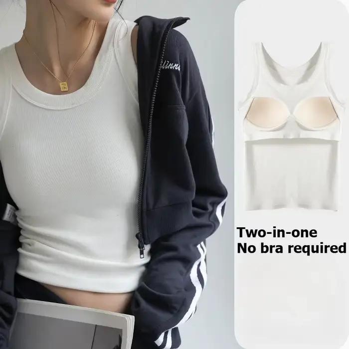 Débardeur côtelé pour femme avec soutien-gorge intégré