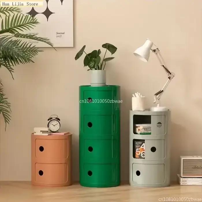 Tables de chevet modulaires, table de chevet ronde, grande capacité de rangement, petite armoire de chevet, armoire latérale étroite simple pour chambre à coucher