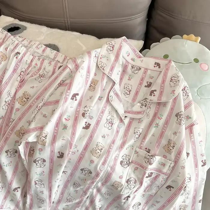 Pyjama rayé en Satin de soie pour femmes