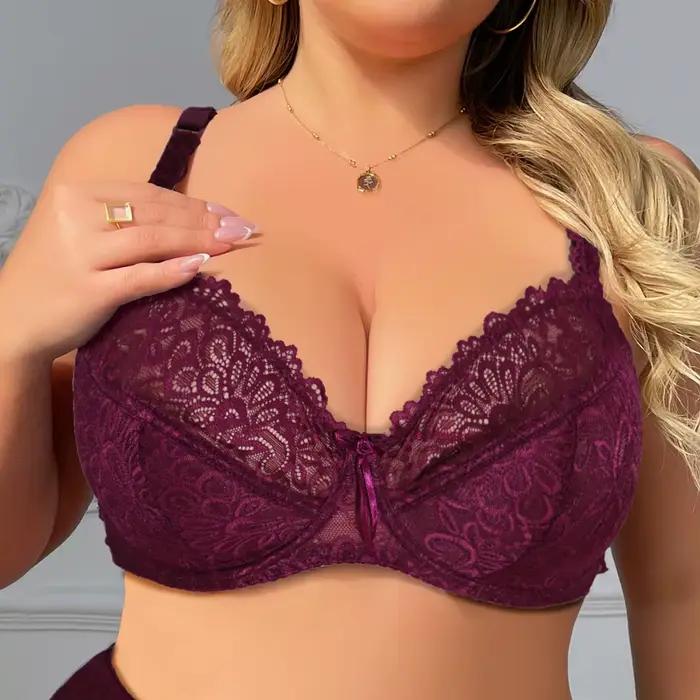 Soutien-gorge en dentelle florale unie pour femme