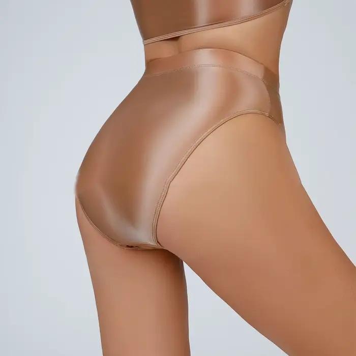 Culotte brillante taille haute en satin pour femme