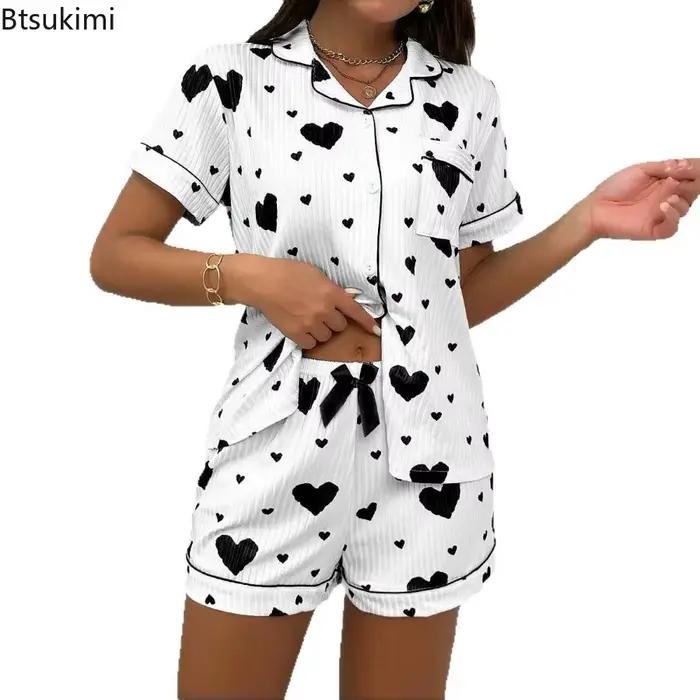 Ensemble pyjama imprimé cœur pour femmes