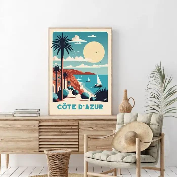 Affiche rétro de voyage en Marseille pétanque Verdon, peinture sur toile, images d'art murales, décoration de maison pour salon
