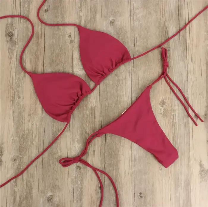 Maillot de bain d'été sexy pour femme, ensemble bikini push-up rembourré, string, deux pièces, tenue de plage, maillot de bain féminin sexy