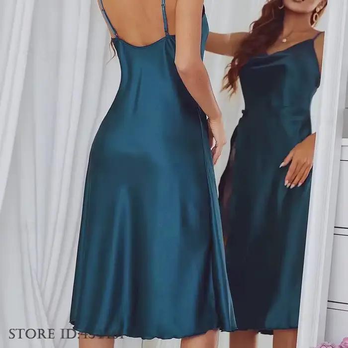 Chemise de nuit sexy à bretelles spaghetti pour femmes