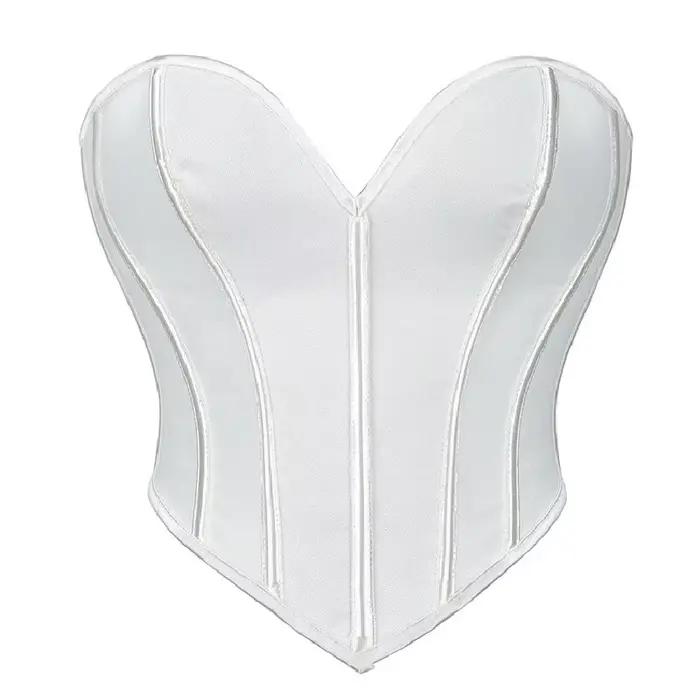 Corset court sans bretelles à col en V mat pour femme, gaine amincissante, bustier, débardeur court