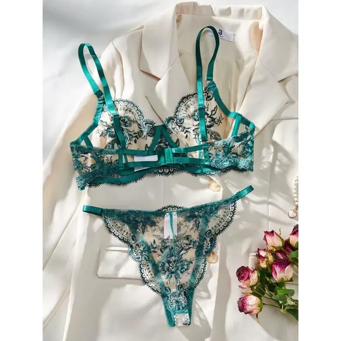 Ensemble de Lingerie Sexy avec broderie florale