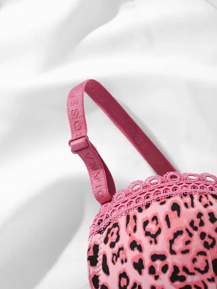 Diana-Soutien-gorge push up à imprimé léopard rose pour femme