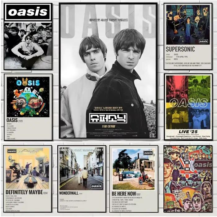 Affiche de groupe de Rock o-oasis, décor artistique mural de salle, autocollants imperméables pour la maison, Bar, chambre à coucher