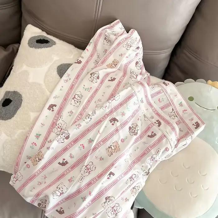 Pyjama rayé en Satin de soie pour femmes
