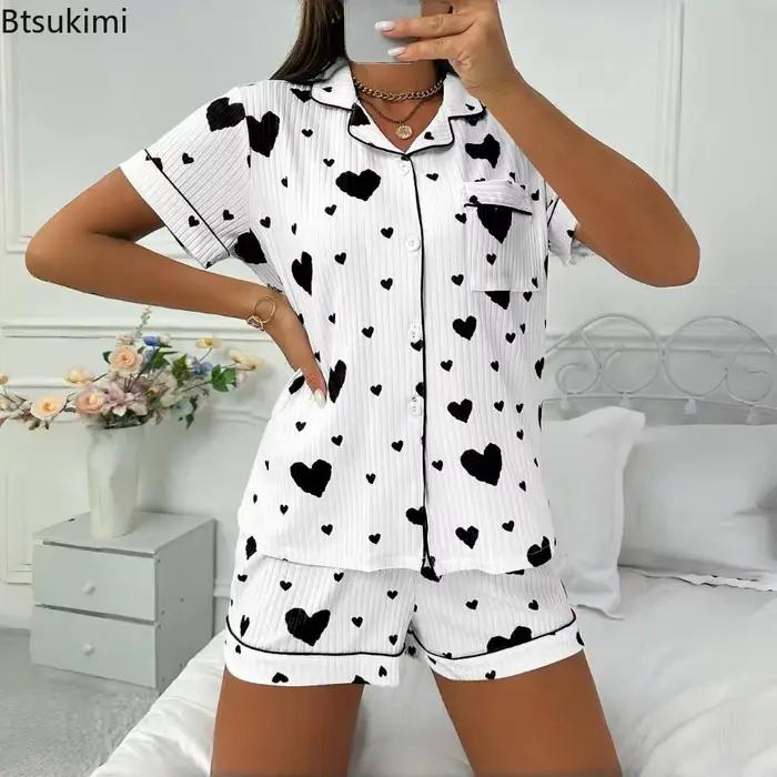 Ensemble pyjama imprimé cœur pour femmes