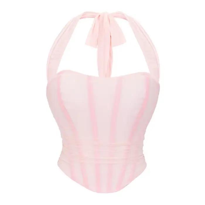 Corset Halter Crop Top pour femme