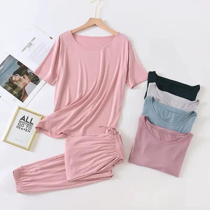 Nouveau Pyjama pour Femmes Tailles Grandes Tailles Modal Coton Manches Courtes Occasions Spéciales