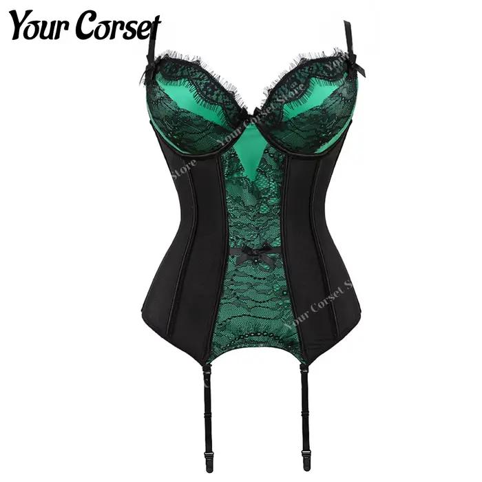 Corset en dentelle victorienne avec nœud papillon et jarretelles