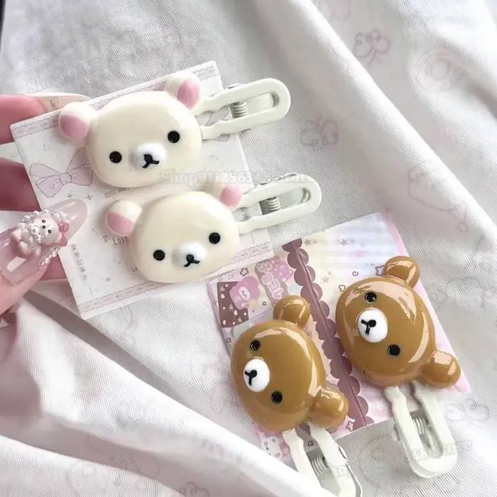 Pince à cheveux mignonne Easy Bear pour filles, accessoire de coiffure Rilakkuma, pince à cheveux dessin animé Easy Bear, pince à franges Lazybear, accessoires capillaires