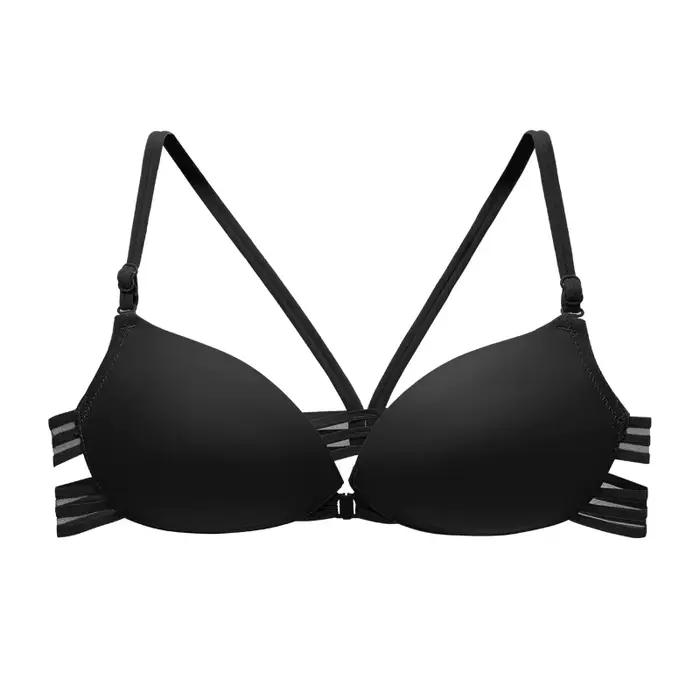 Soutien-gorge dos croisé sans fil, tissu polyuréthane Sexy pour jeunes, froncé, Invisible, respirant, Push up, confortable, fermoir avant réglable