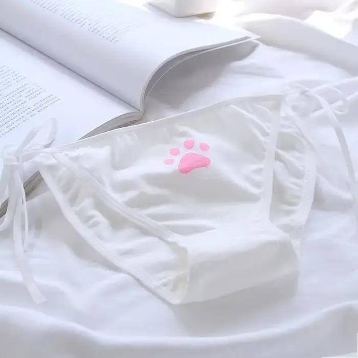 Femmes Sexy réglable pansement Lolita culotte taille basse Lingerie mignon griffe slips Animation fille Kawaii chat patte motif sous-vêtements
