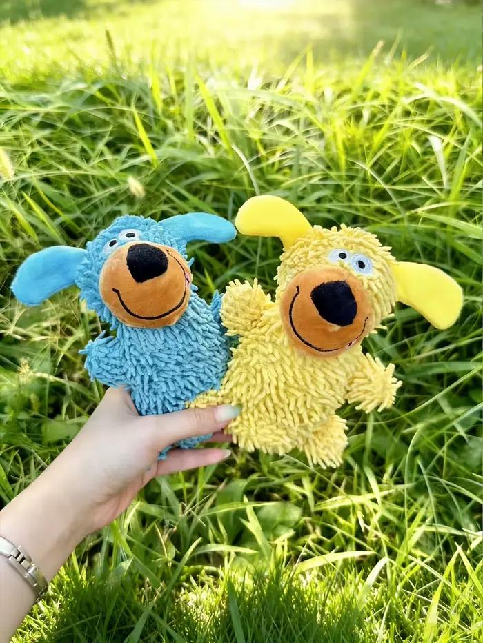 Jouet pour chien qui couine, jouet en forme de balai, avec fonction sonore et oscillante, jouet bleu pour l'auto-entretenissement, résistant aux morsures et à la mastication, accessoires sonores pour 