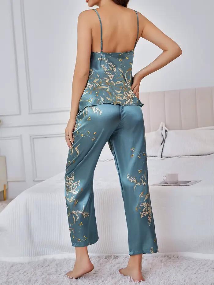 Ensemble pyjama 2 pièces en Satin pour femmes