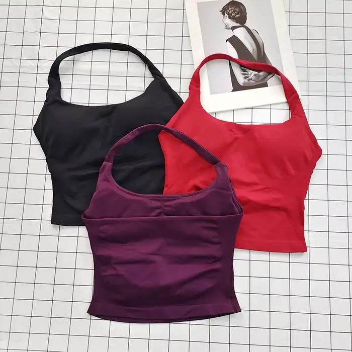 Bralette dos nu à col carré pour femmes, bretelles épaisses, coupe ajustée, coussinets amovibles, haut décontracté respectueux des vêtements d'extérieur
