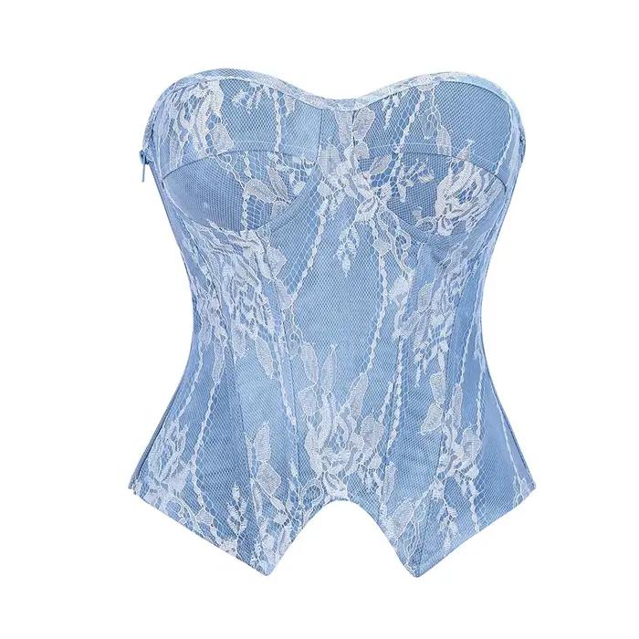 Bustier Sexy hauts sans bretelles pour femmes surbuste Corset dame Corselet Zip mode corps Shaper Costume