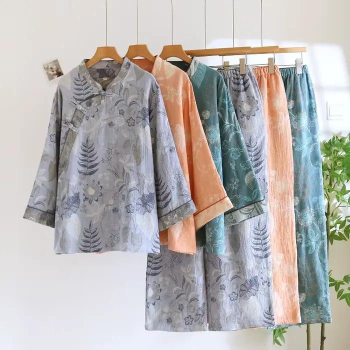 Ensemble pyjama en coton Jacquard pour femmes