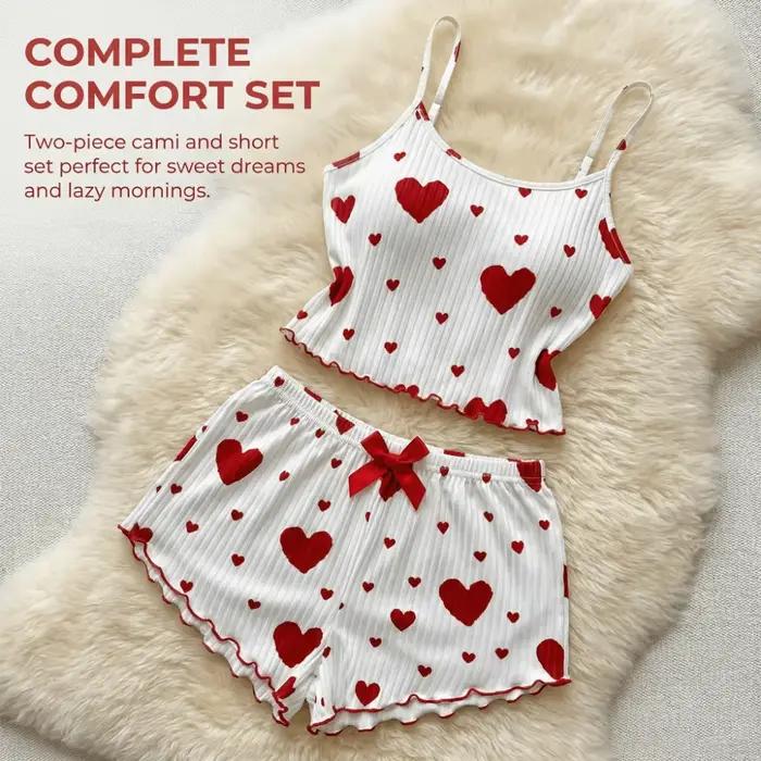 Ensemble de pyjama confortable pour femme avec motif cœur