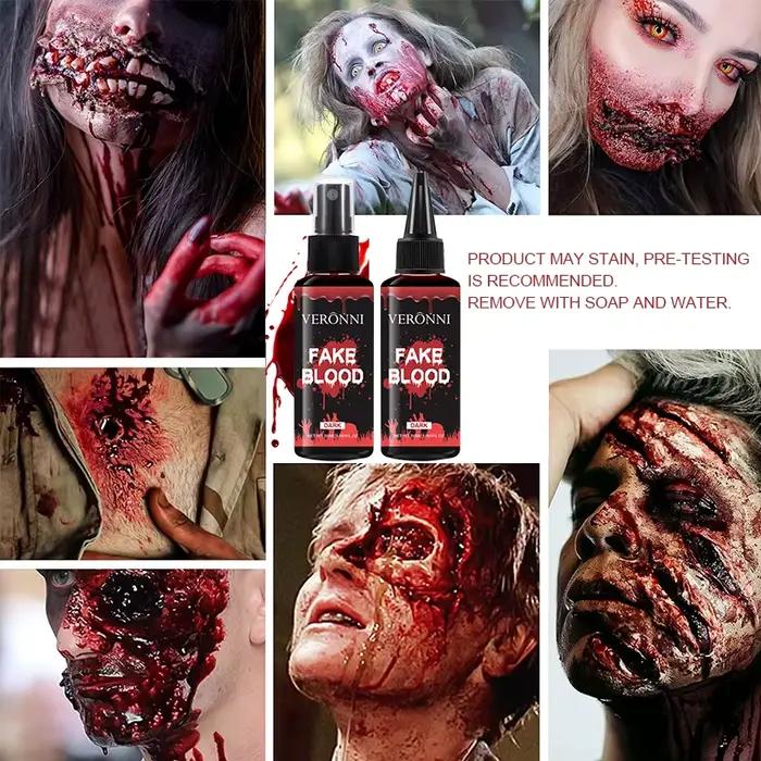 Faux Gel de sang réaliste, maquillage SFX Non toxique longue durée avec Texture de sang tachetée pour fête d'halloween, Vampire Zombie Monster