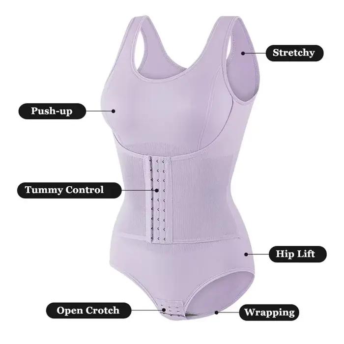 Nouveau Body Sculptant Amincissant pour Femme avec Fermeture Éclair et Ceinture