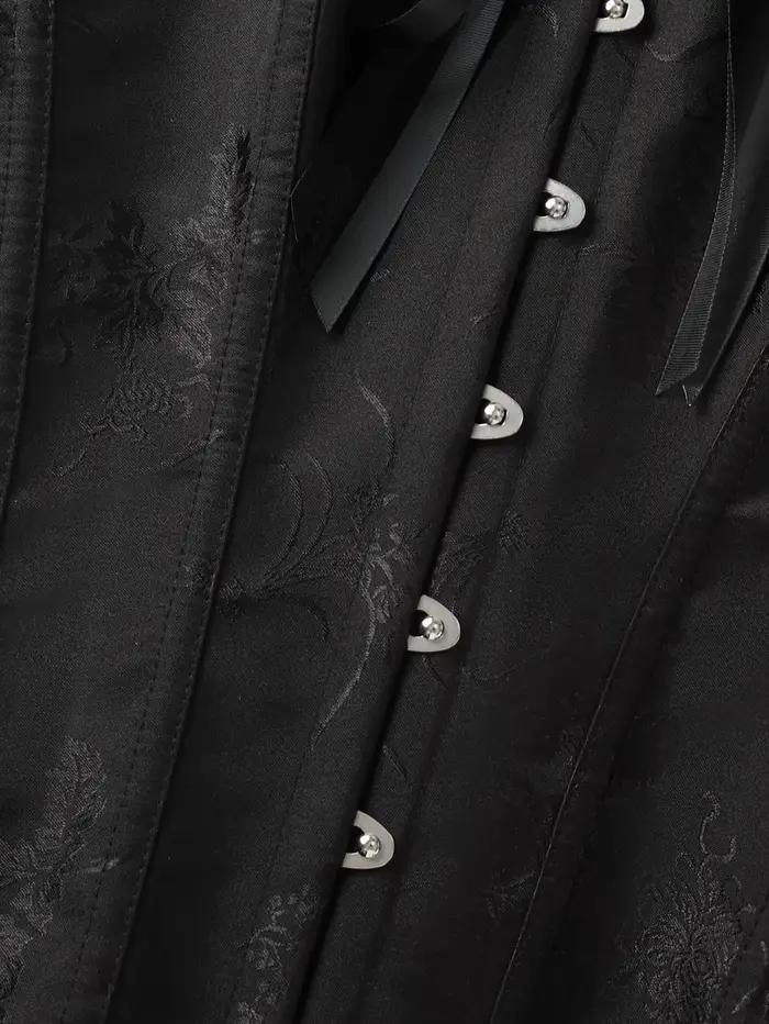 Corset élégant noir en jacquard avec volants