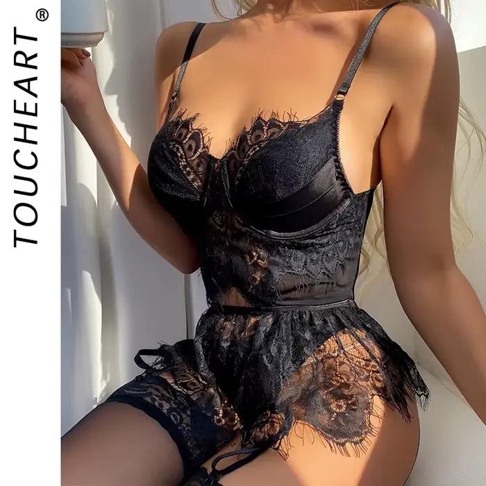 Ensemble de sous-vêtements sexy pour femmes, soutien-gorge, string, produits de paupières, tenues pour femmes, 7.0